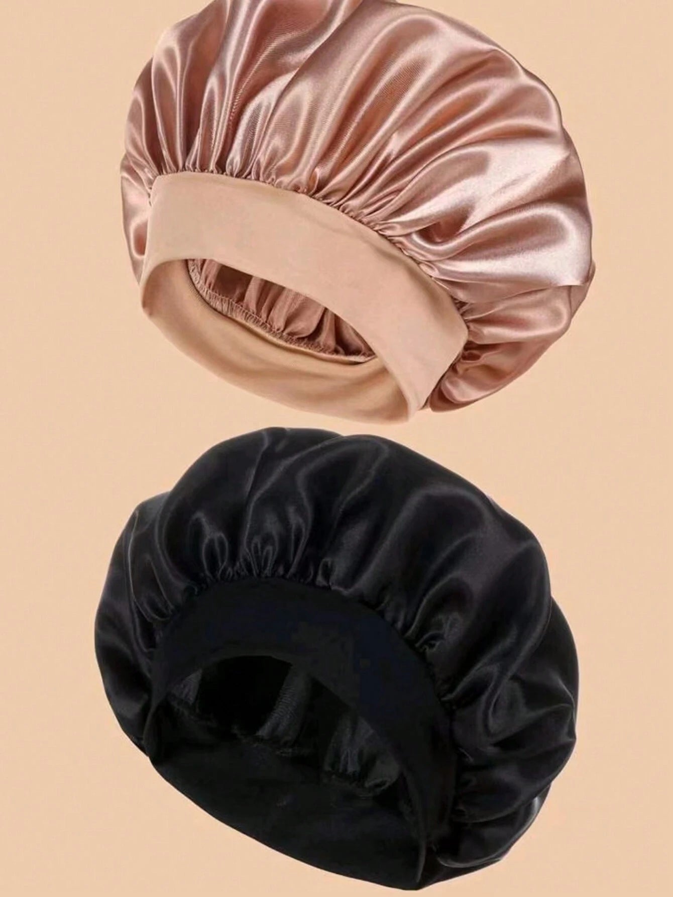 Silk Bonnet for Sleeping, Satin Hair Bonnets, Soft Elastic Band Silk Sleep Cap, Silk Hair Wrap for Curly Hair (Black Gold)