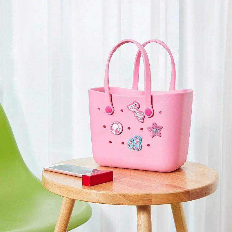 [Holiday Special] Barbie Lunch Bag for Women - Cute Crocs Design, Durable Lunch Tote Bags for Girls, Suitable Size in Pink, Pale Pink, and Blue with Handle, Ideal for School, Work, and Barbie Daylight Shiny Series