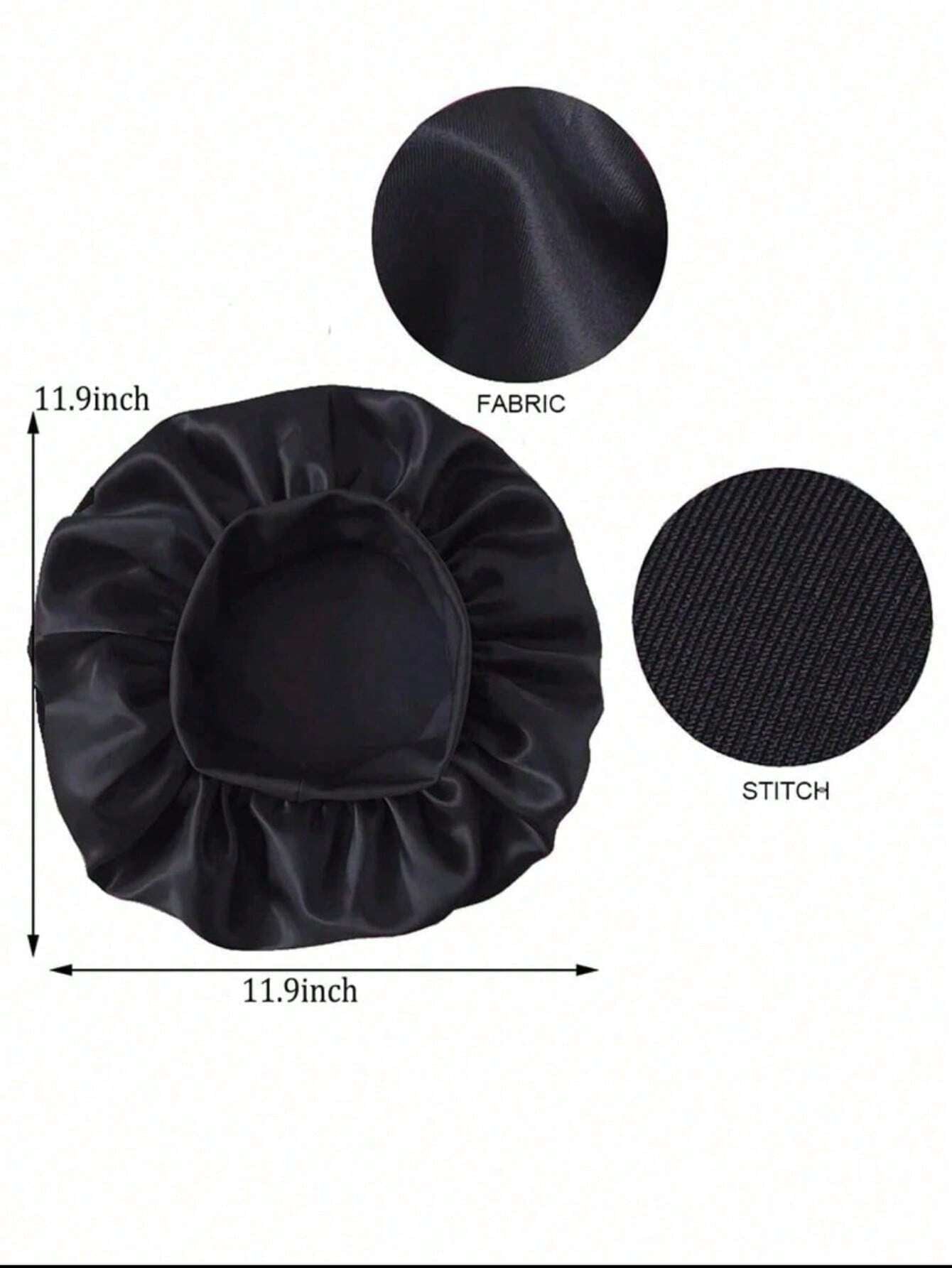 Silk Bonnet for Sleeping, Satin Hair Bonnets, Soft Elastic Band Silk Sleep Cap, Silk Hair Wrap for Curly Hair (Black Gold)