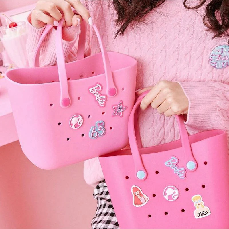 [Holiday Special] Barbie Lunch Bag for Women - Cute Crocs Design, Durable Lunch Tote Bags for Girls, Suitable Size in Pink, Pale Pink, and Blue with Handle, Ideal for School, Work, and Barbie Daylight Shiny Series